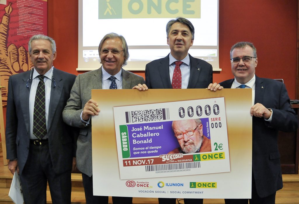 Presentación de la imagen del cupón en la sede de la Fundación Caballero Bonald